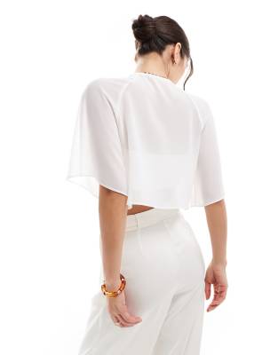 Tfnc Bridal Chiffon Mini Cape In White