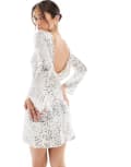 [TFNC] TFNC Bridal cowl back sequin mini dress in white 8 WHITE