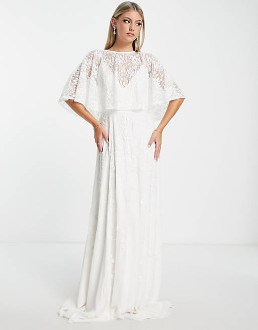 TFNC Bridal exclusive lace cape in ivory | ASOS