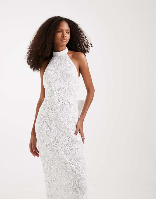 white lace halter dress Neeno Women's Dresses Solid Neck Backless Dress for Women (Color : White, Size : X-Small) : Clothing, Shoes & Jewelry Style it with strappy heels and pearl accessories for an effortlessly feminine look. Lakeside Lace Halter Mini Dress