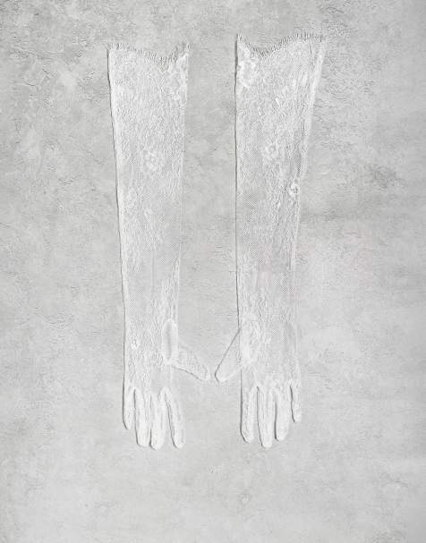 TFNC Bridal lace gloves in white - view 1