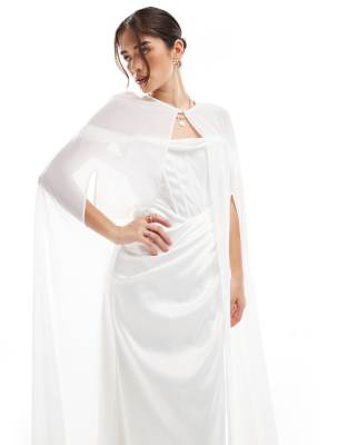 TFNC – Bridal – Maxi-Cape aus Chiffon in Weiß - view 1