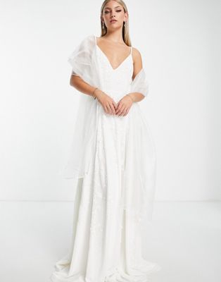 TFNC Bridal minimal shawl in ivory