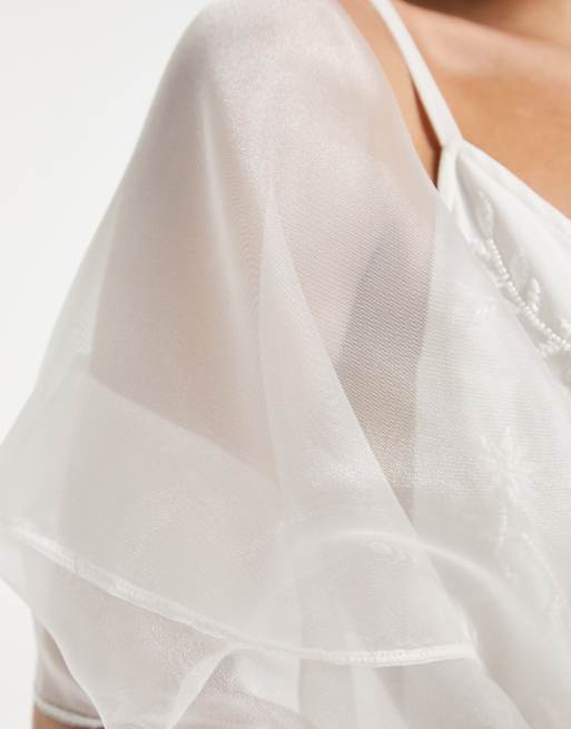 TFNC Bridal minimal shawl in ivory, 3 of 4