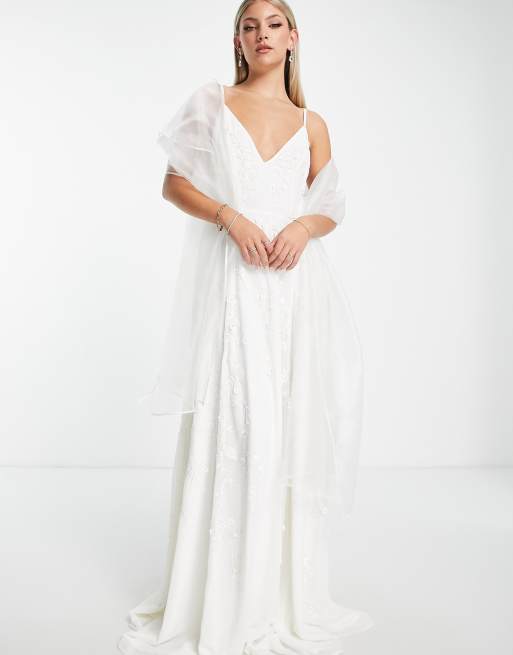 TFNC Bridal – Minimalistyczny szal w kolorze kości słoniowej