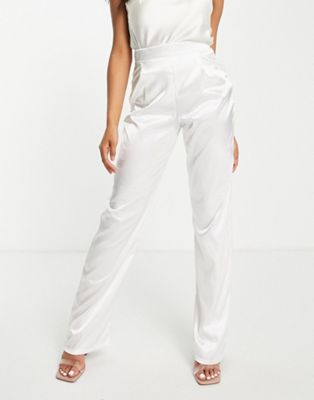 TFNC Bridal satin trousers in ivory