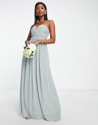 Tfnc Bridesmaid Bandeau Maxi Dress In Sage Green