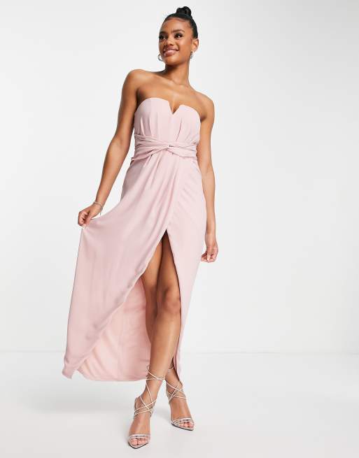 Tfnc pleated maxi bridesmaid 2025 dress with back detail