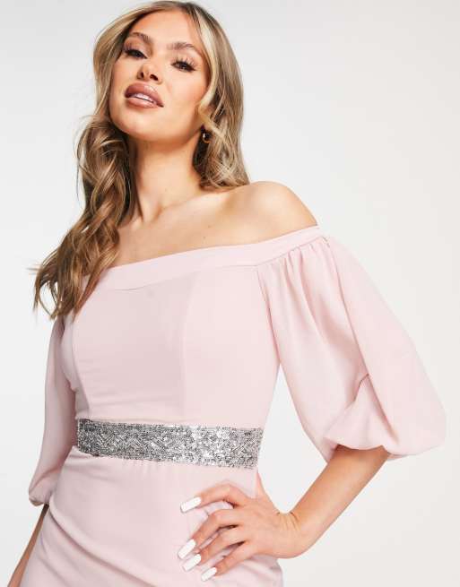 Mauve off clearance the shoulder dress