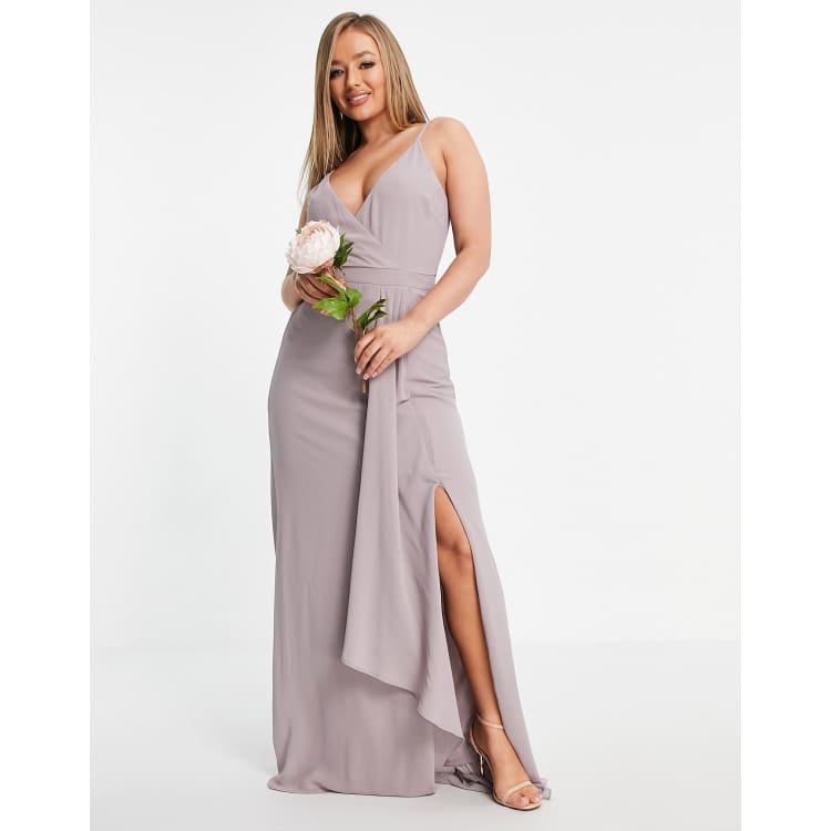 Tfnc bridesmaid exclusive cami wrap store maxi dress with fishtail in sage