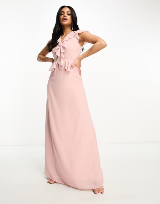 TFNC Bridesmaid Chiffon Maxi Dress With Frill Detail In, 56% OFF