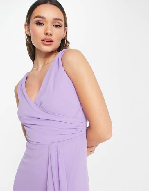 Cowl Neck Chiffon Bridesmaid Dress with Front Slit