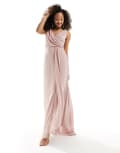 [TFNC] TFNC Bridesmaid chiffon maxi dress with split front in soft pink 6 Soft Pink