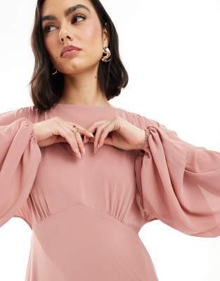 Tfnc Bridesmaid Chiffon Maxi Dress With Tiered Skirt In Pink