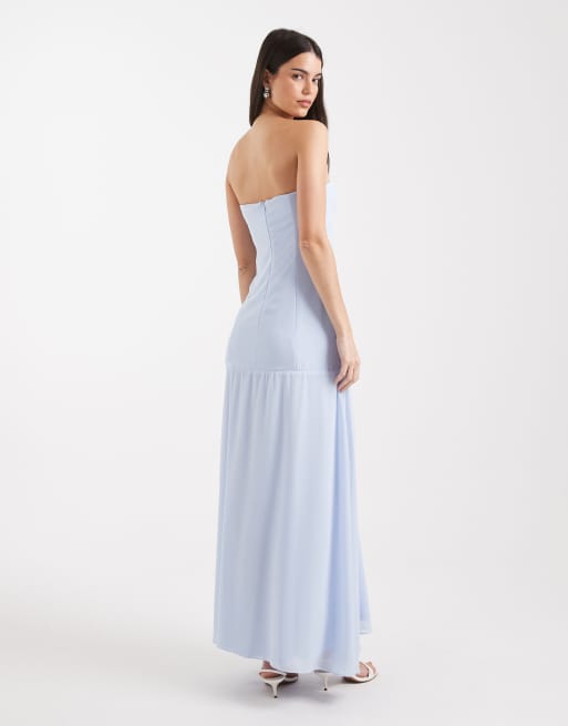 tradesy bridesmaid dresses Stacees One-Shoulder Bow Stretch Satin Bridesmaid Dress with Slit