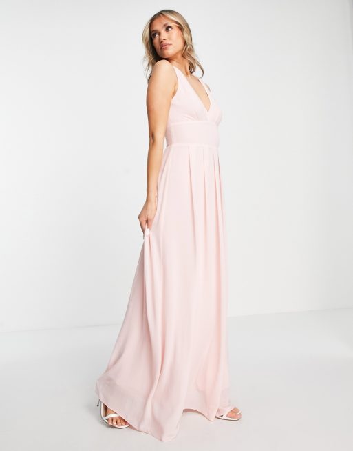 Tfnc sleeveless maxi bridesmaid dress sale with pleated skirt