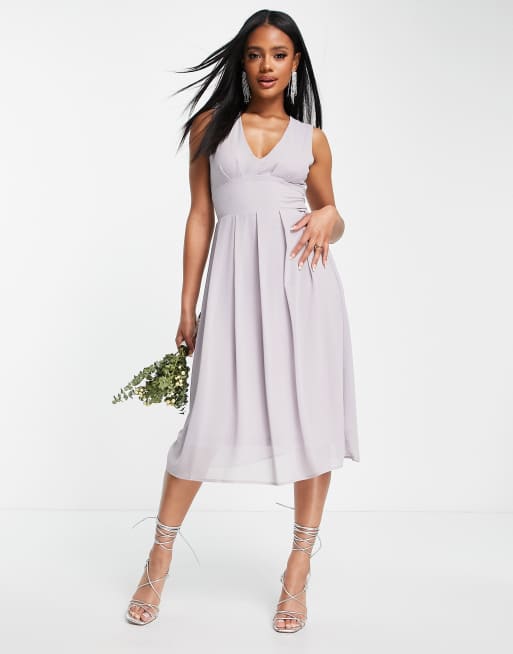 Tfnc lace up shop back midi bridesmaid dress