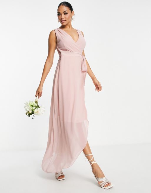 Chiffon wrap bridesmaid outlet dress