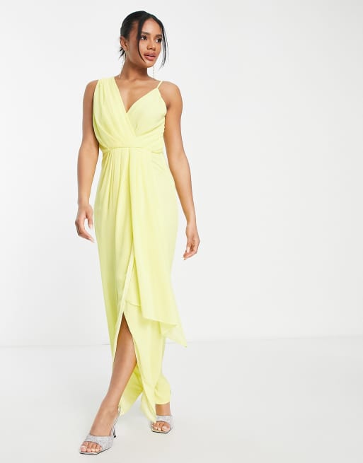 Asos yellow store bridesmaid dress