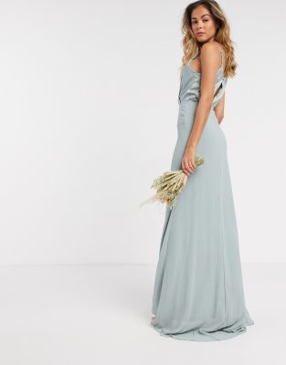 tfnc bridesmaid exclusive cami wrap maxi dress with fishtail in sage