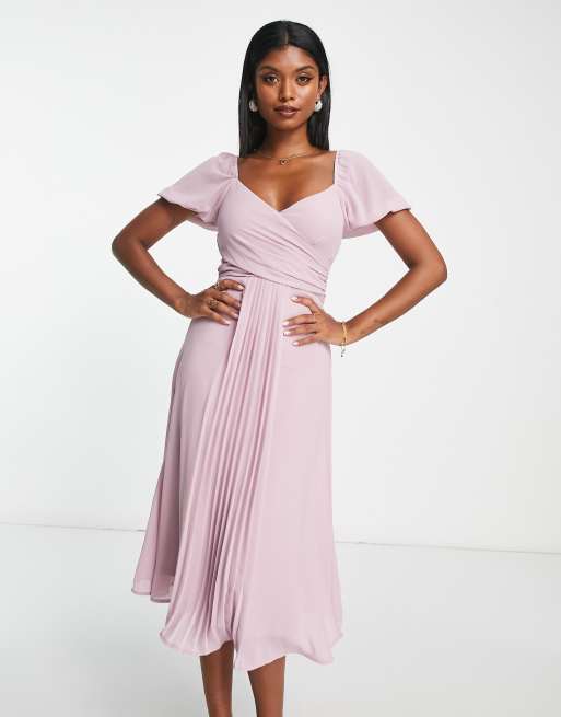 Tfnc pleated midi bridesmaid 2024 dress