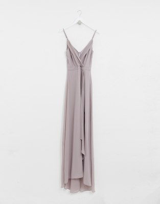 tfnc bridesmaid exclusive cami wrap maxi dress with fishtail in grey