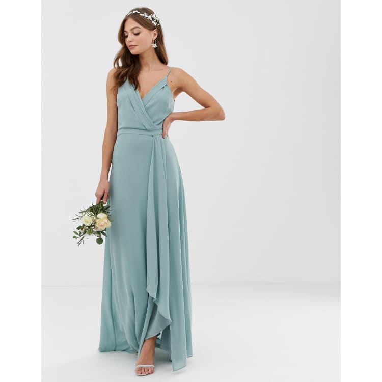 Bridesmaid exclusive cami wrap maxi dress with on sale fishtail in sage