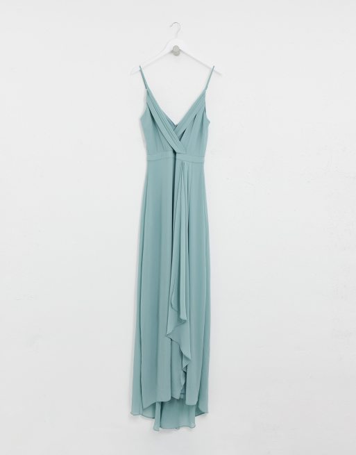 Tfnc bridesmaid exclusive cami wrap sales maxi dress with fishtail in sage