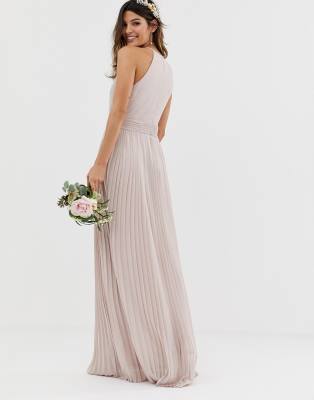 tfnc bridesmaid exclusive pleated maxi dress in pearl pink