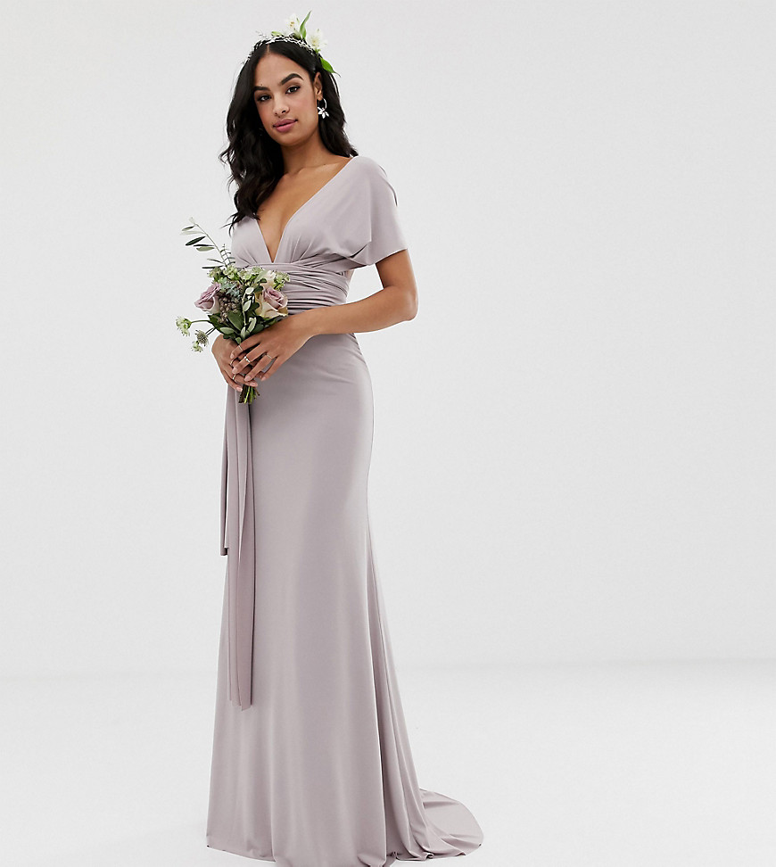 TFNC bridesmaid exclusive multiway maxi dress in grey
