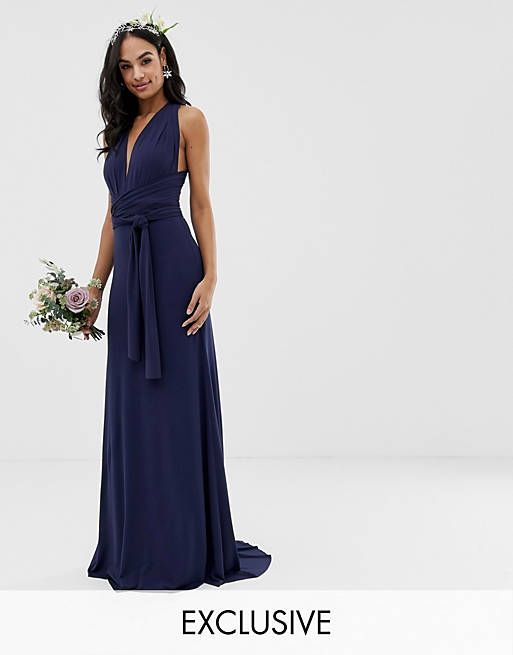 Exclusives TFNC bridesmaid exclusive multiway maxi dress in navy 