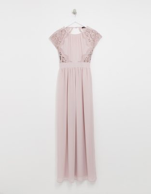 tfnc maxi bridesmaid dress with scalloped lace and open back
