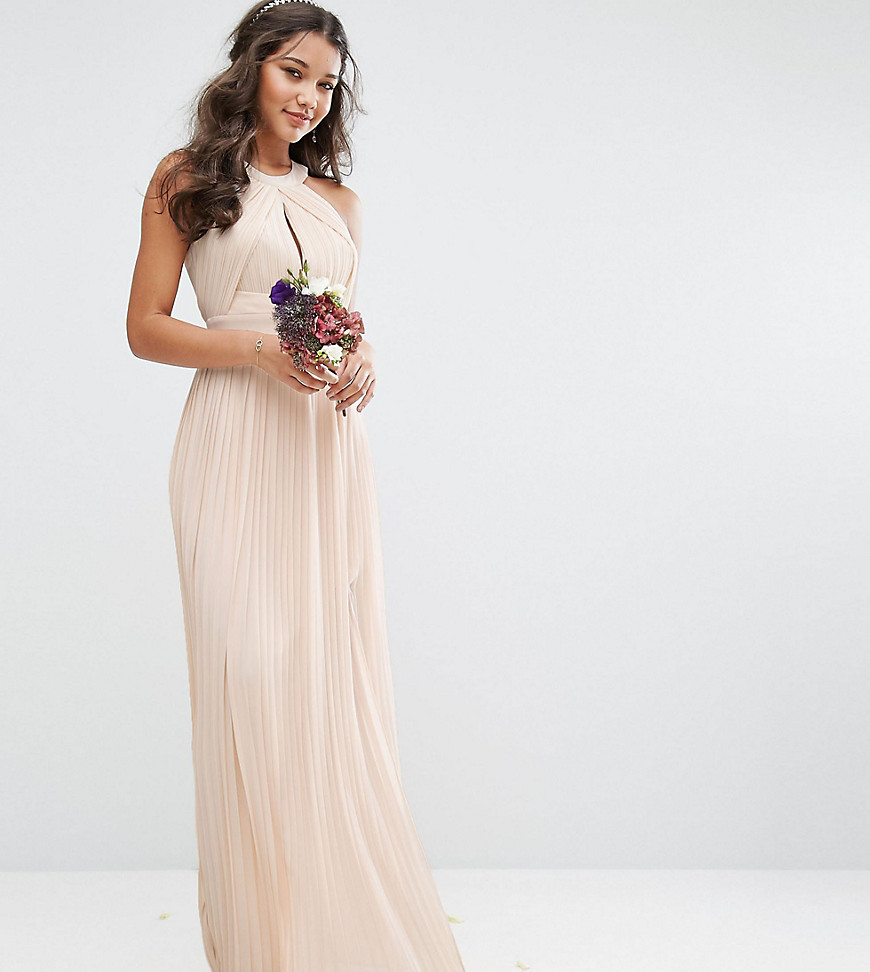 TFNC – bridesmaid exclusive – pärlrosa plisserad maxiklänning, för brudnäbben