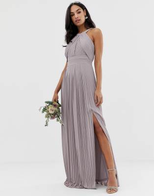 tfnc bridesmaid exclusive high neck pleated maxi dress