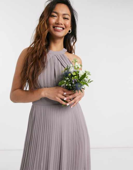 Grey pleated outlet maxi dress