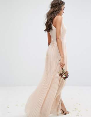 pleated maxi dress pink