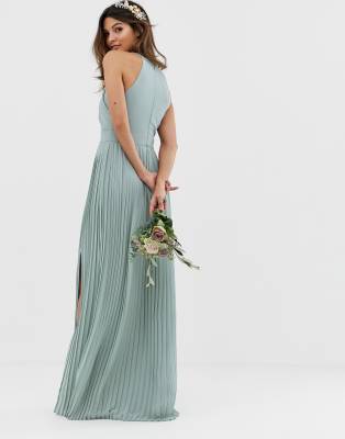 Tfnc petite bridesmaid exclusive best sale pleated maxi dress in taupe