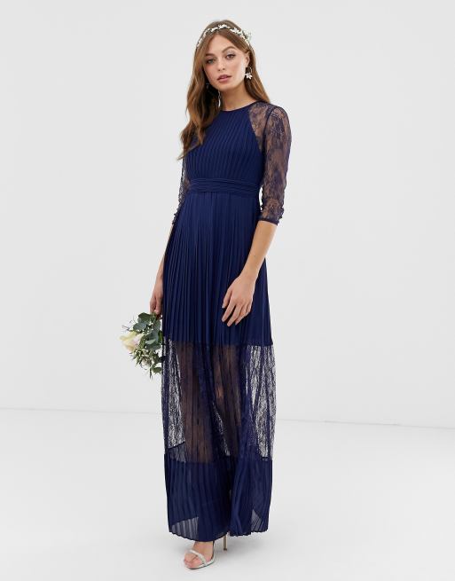  TFNC  bridesmaid  exclusive pleated  maxi  dress  with lace 