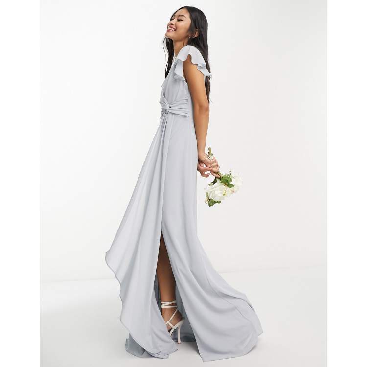 Grey flutter best sale sleeve dress