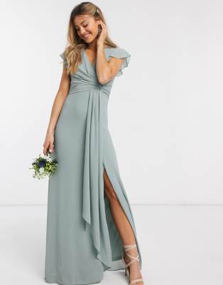 flutter sleeve dress maxi