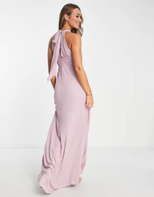 TFNC Bridesmaid halter maxi dress in pink | ASOS