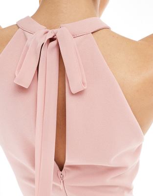 Tfnc Bridesmaid High Neck Maxi Dress With Full Skirt In Pink