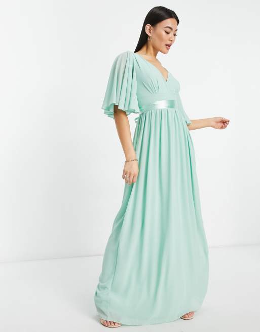tfnc bridesmaid exclusive pleated maxi dress in sage