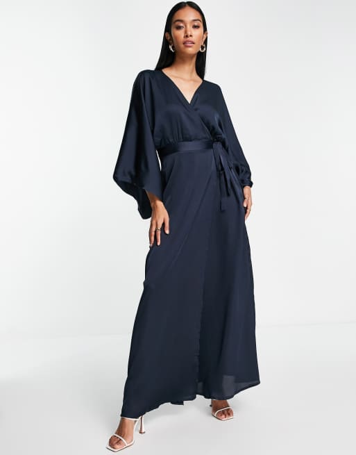 Kimono sleeve wrap maxi dress sale