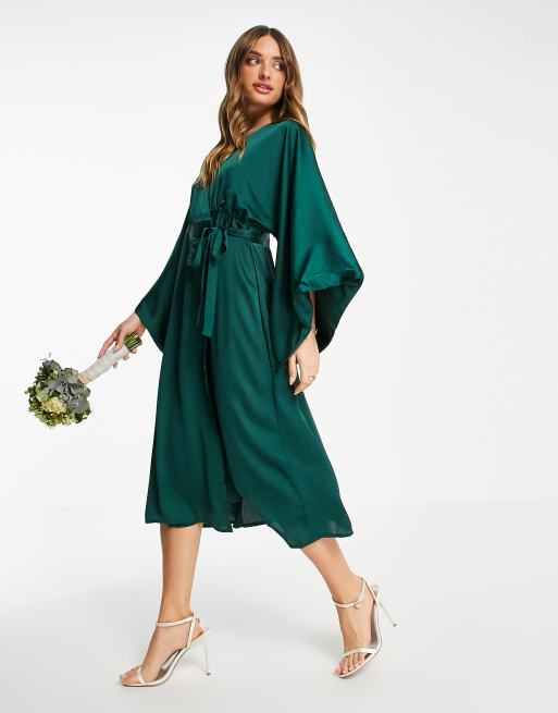 Kimono sleeve 2025 midi dress