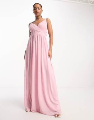 Tfnc Bridesmaid Lace Back Maxi Dress In Pale Pink