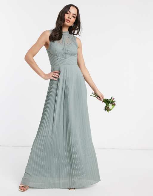 TFNC bridesmaid lace back maxi dress in sage