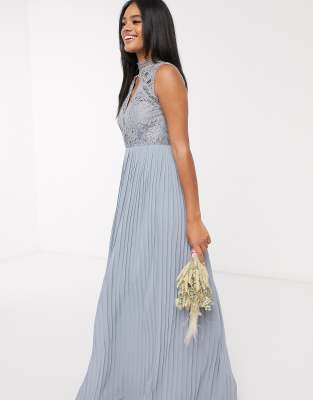 dusty blue lace maxi dress