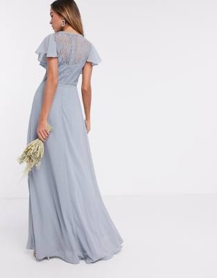 dusty blue lace maxi dress