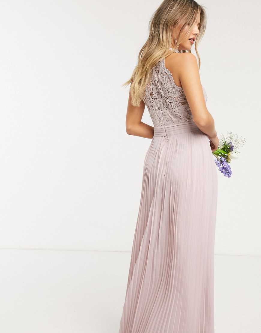 Alternative product photo of Tfnc bridesmaid lace halterneck maxi dress in pink